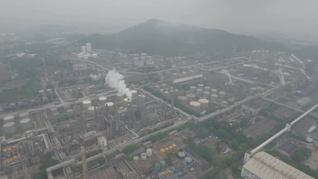 Aerial shot Chinese oil refinery