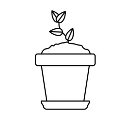 Plant inside pot icon. Gardening nature green and home theme. Isolated design. Vector illustration