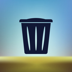 Flat paper cut style icon of trash can
