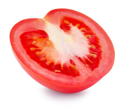 half of tomato isolated on the white background