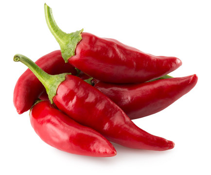 red chili peppers isolated on the white background