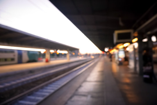 Blurred train station - De focused image - Concept about transport