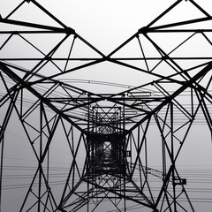 Black and white Structural of power transmission lines