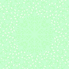 Fototapeta premium Abstract green color frame design. Circle made background with leaves. Spa concept in linear style. Vector decoration for fashion, cosmetics, beauty industry