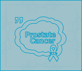Prostate cancer ribbon awareness on light blue background. ribbon with mustache. Graves Disease.
