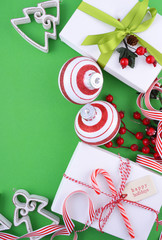 Modern festive green, white and red theme Christmas holiday back