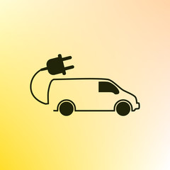 Flat paper cut style icon of an eco car