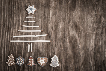 Creative Christmas decoration as background with copy space