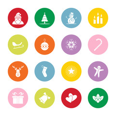 Christmas and new year icon set vector illustration - colorful circle