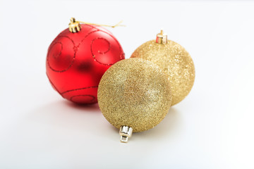 Christmas balls on white background