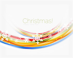 Snowflakes on wave line, Christmas and New Year background