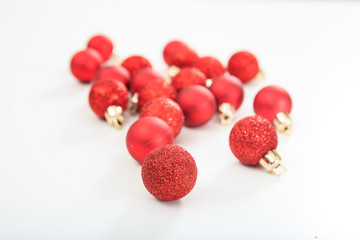 Christmas balls on white background