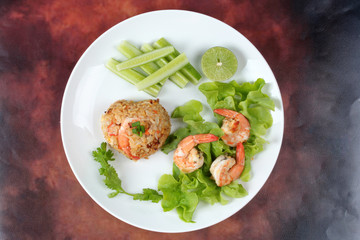 Fried rice with shrimp call Khao Pad Kong in Thai