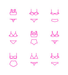 Vector sexy ladies underwear line art designs