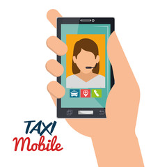 hand hold smartphone taxi mobile vector illustration eps 10