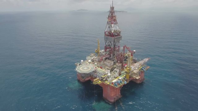 Aerial view of a Chinese oil drilling platform in the South China Sea