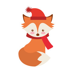 fox winter clothes character vector illustration design