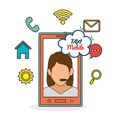 taxi mobile girl call center icon network vector illustration eps 10