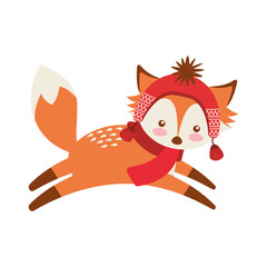 fox winter clothes character vector illustration design