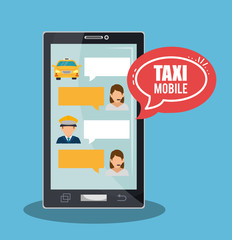 taxi service call center driver bubble speech smartphone vector illustration eps 10