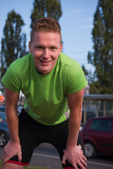 Fototapeta premium portrait of a young man on jogging