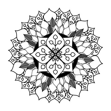 Mandale icon. Bohemic ornament indian and decoration theme. Black and white design. Vector illustration