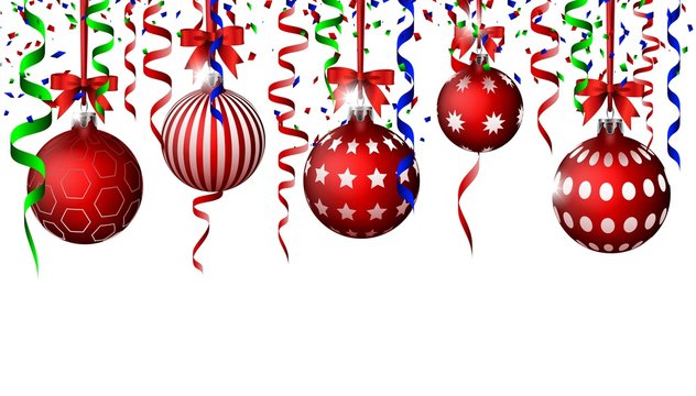 Christmas Background with balls and ribbon