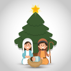 happy merry christmas manger character vector illustration design