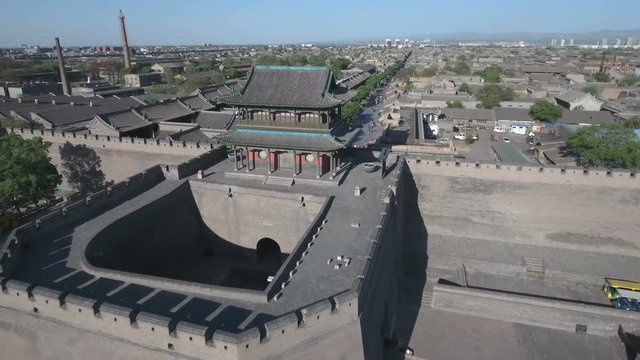 Drone shot ancient Pingyao city China