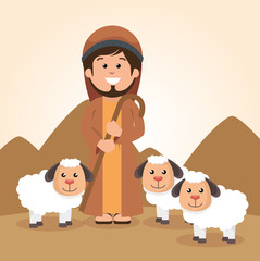 happy merry christmas manger character vector illustration design