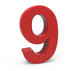 3d red number 9