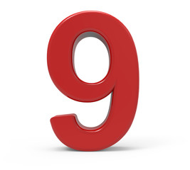 3d red number 9