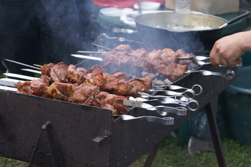 Food meat on grill