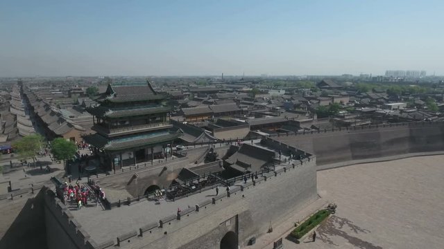 Drone shot ancient Pingyao city China