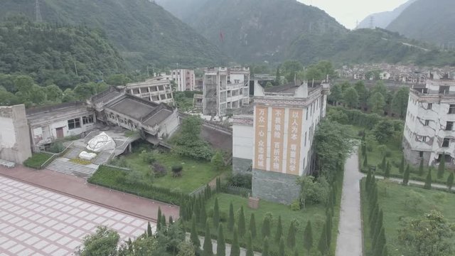 Wenchuan earthquake memorial aerial view