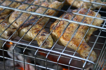 chicken legs on the grill