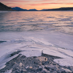 Textured Foreground of Icy Abraham Lake