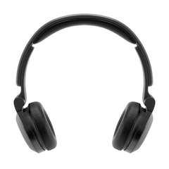 Black headphone on white background.