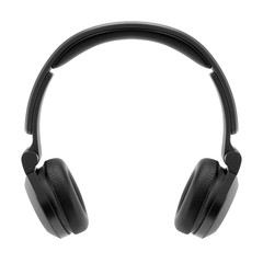 Black headphone on white background.