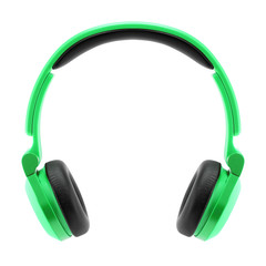 Green headphone on white background.