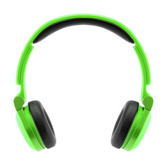 Green headphone on white background.