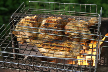 chicken legs on the grill