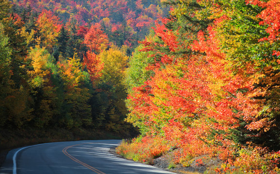 Scenic Kancamagus high way passes through White mountain national forest
