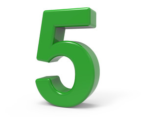 3d green number 5