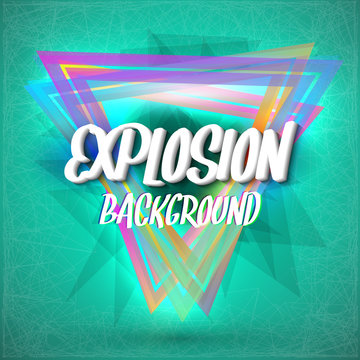 Colorful Neon Style Abstract Explosion Background with Triangles