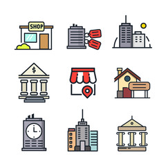 building icon set color