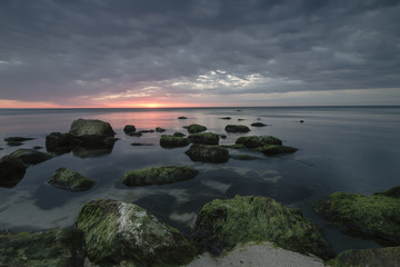 Fototapeta na wymiar Sunrise in black Sea with beautiful sky