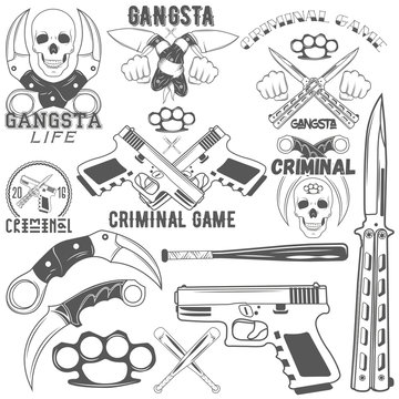 Collection of vector gang and criminal logotypes