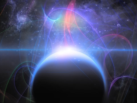 Planet with nebulos filaments