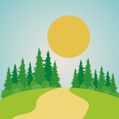 Park with pine trees icon. Landscape outdoor season spring and summer theme. Vector illustration
